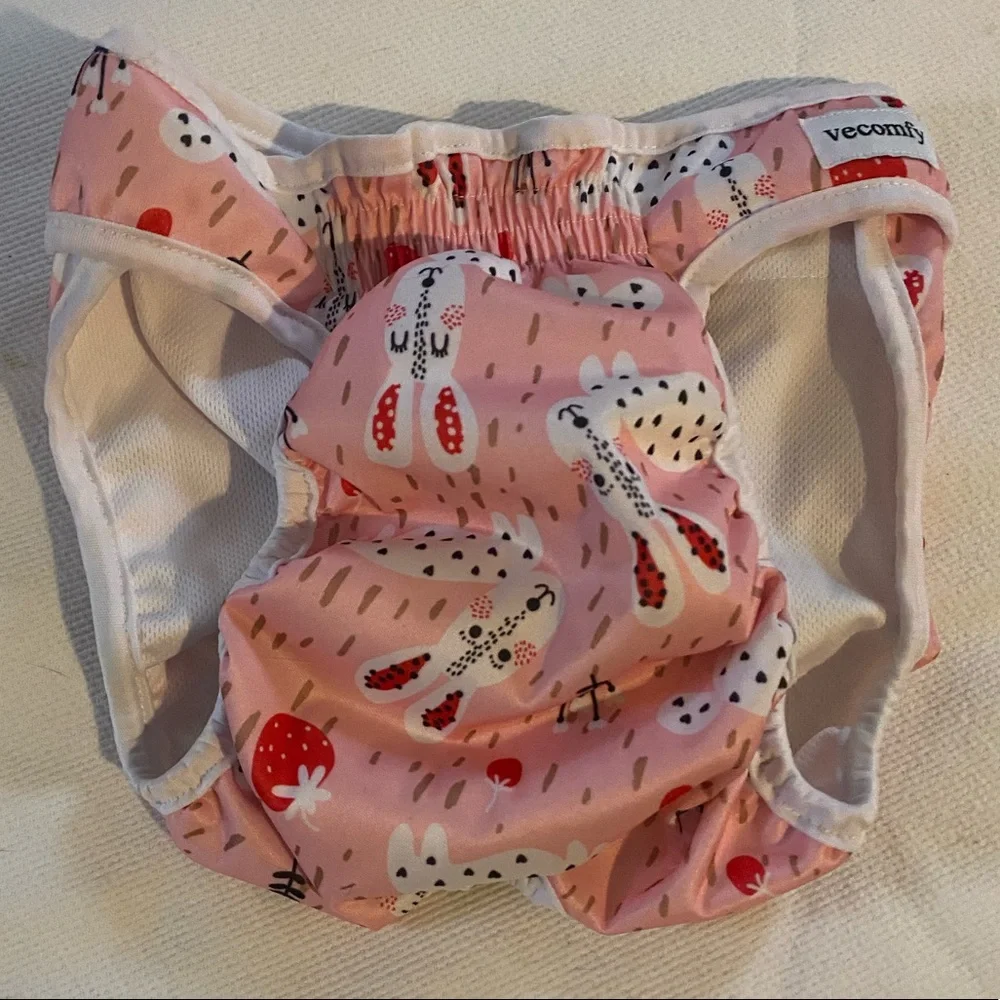 Bunny Rabbit Print Reusable Eco Dog Diaper - Sz Large